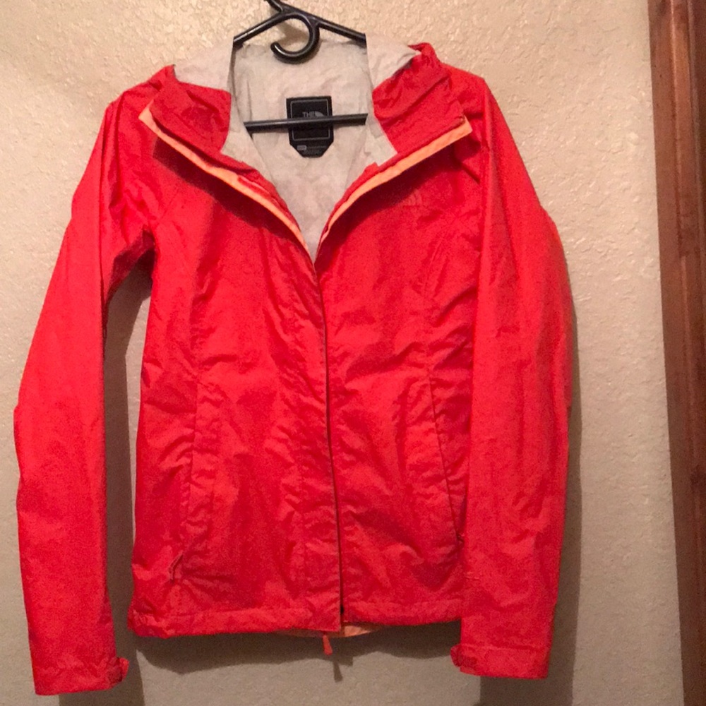The North Face rain jacket XS red